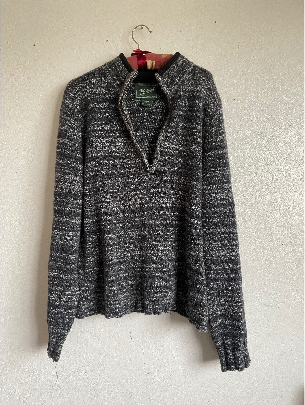 Woolrich womens marled knit pullover sweater gray Medium quarter zip wool blend
